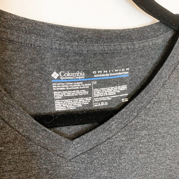 Columbia V Neck Dark Gray Stretch Cotton T Shirt M - Picture 12 of 15